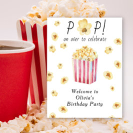 Vattenfärg Popcorn Barns födelsedag Party Poster