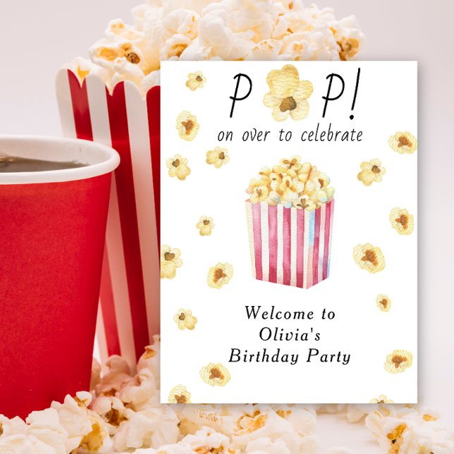 Vattenfärg Popcorn Barns födelsedag Party Poster (Skapare uppladdad)