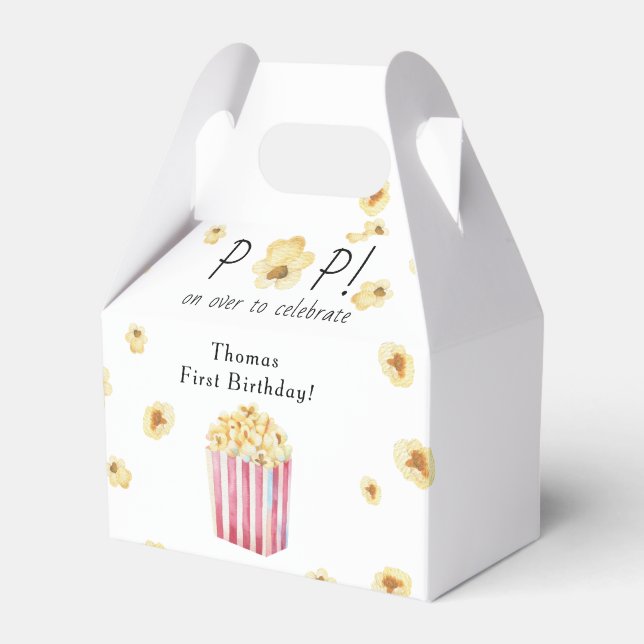 Vattenfärg Popcorn Barns födelsedag Party Presentaskar (Framsidan Sidan)