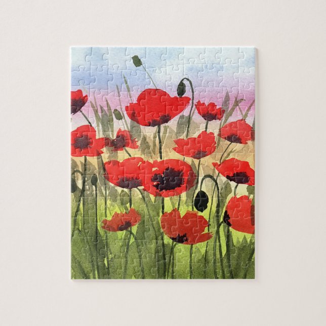 Vattenfärg "Poppies at Sunset"-pussel Pussel (Vertikal)