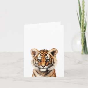 Vattenfärg Porträtt i en liten tiger Kort