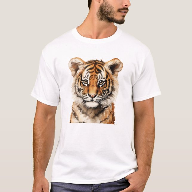 Vattenfärg Porträtt i en liten tiger T Shirt (Framsida)
