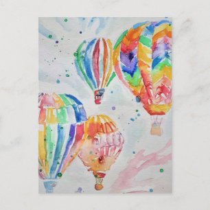 Vattenfärg Postkort för Varm Luft Ballong Vykort