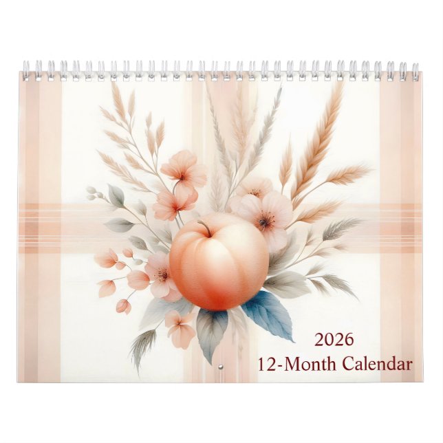 Vattenfärg Pput Mönster och Flowers 2026 Kalender (Omslag)