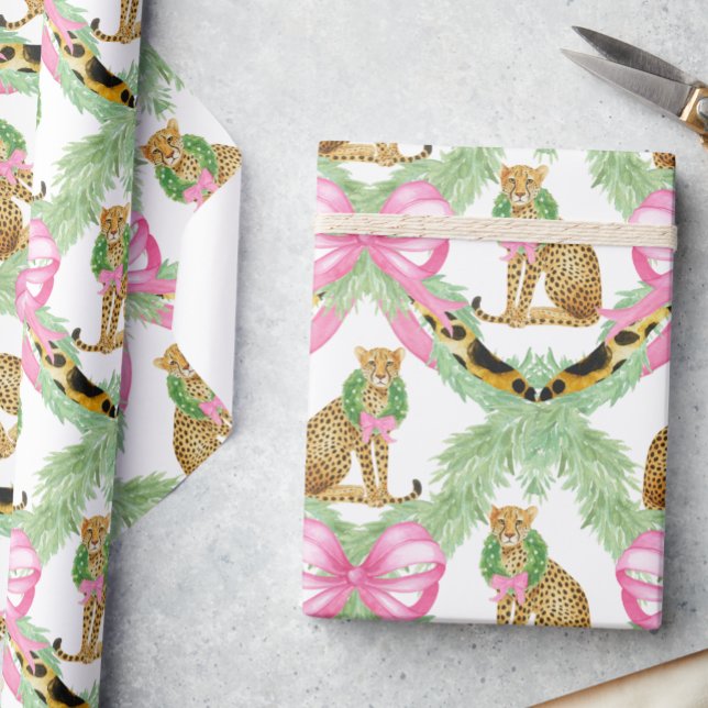 Vattenfärg Preppy Leopard Girlang Jul Presentpapper (Skapare uppladdad)