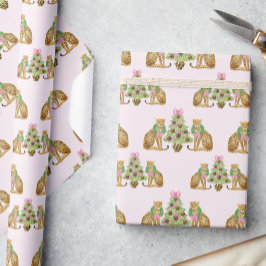 Vattenfärg Preppy Leopard Julgran Presentpapper
