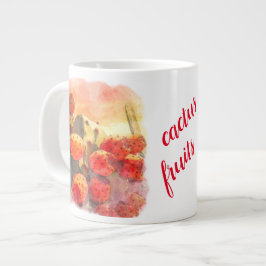 Vattenfärg Prickly Pear Cactus Fruits Red Himmel Jumbo Mugg