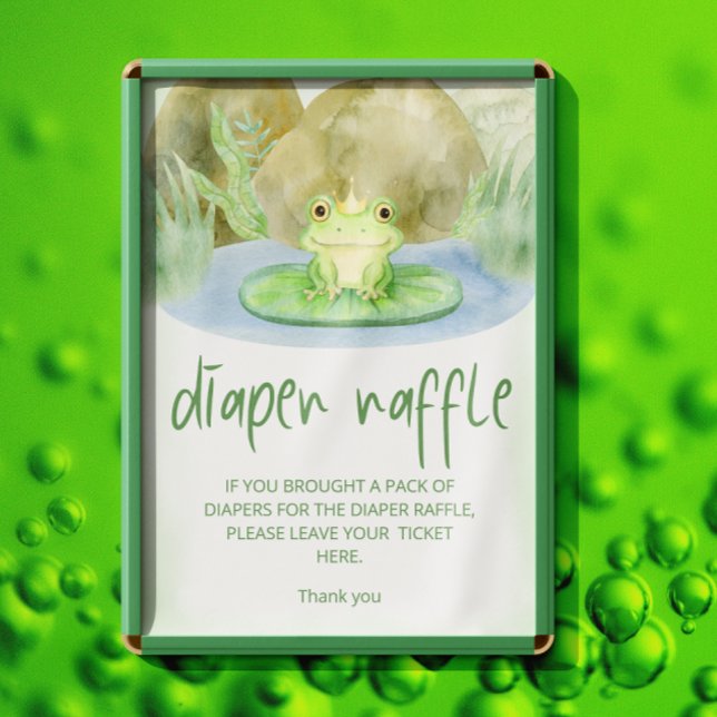 Vattenfärg Princess Frog Baby Shower diaper raffle Poster (Skapare uppladdad)