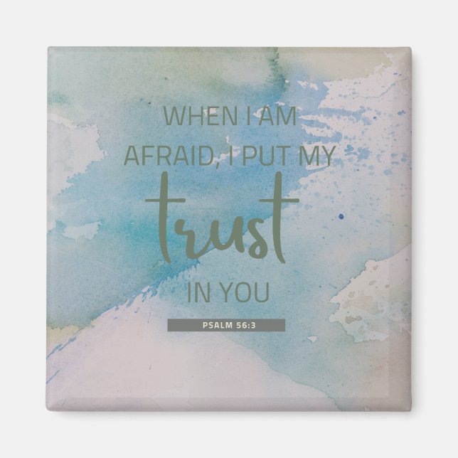 Vattenfärg Psalm 56:3 Magnet (Framsidan)