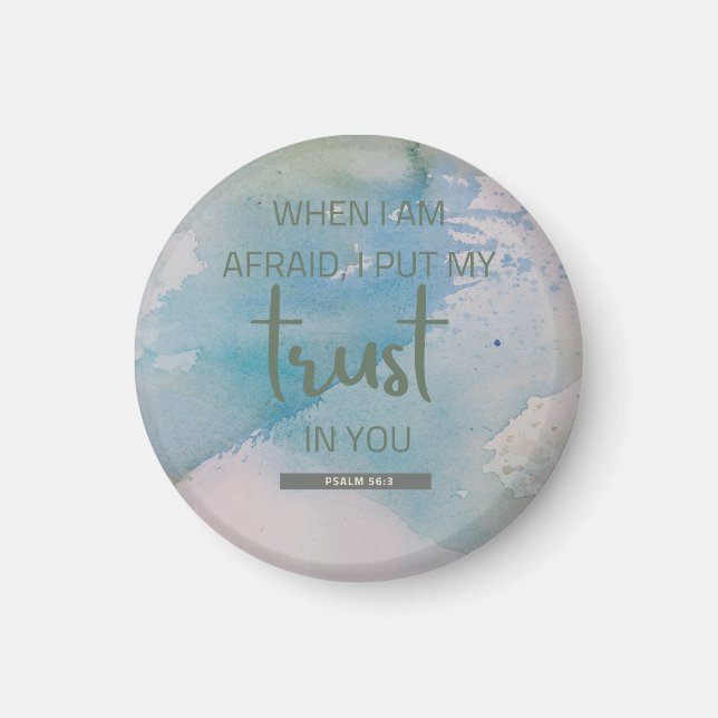 Vattenfärg Psalm 56:3 Magnet (Framsidan)