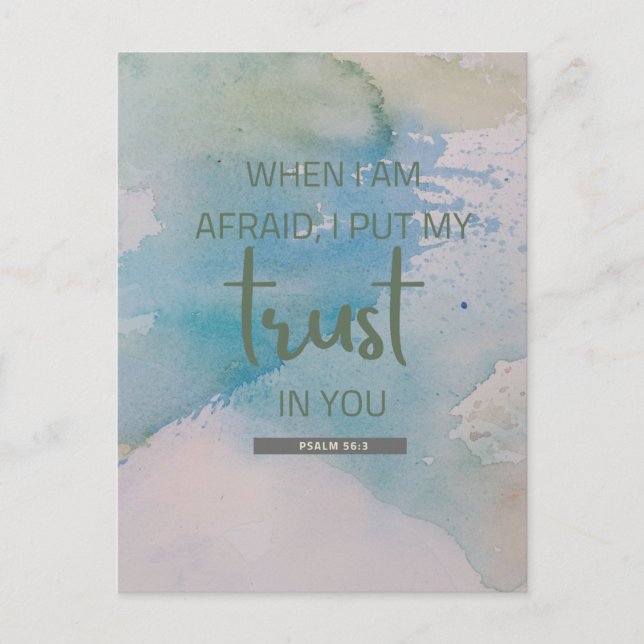 Vattenfärg Psalm 56:3 Vykort (Framsida)