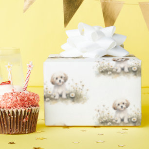 Vattenfärg Pudel i Daisy Presentpapper