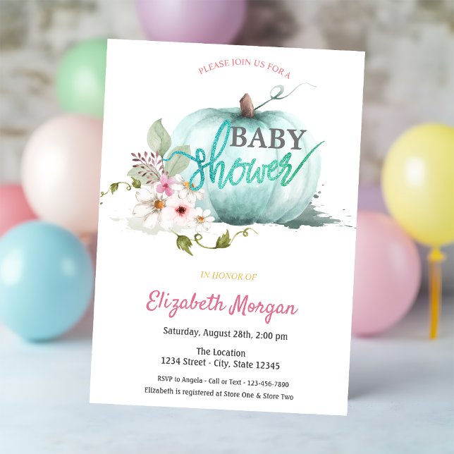 Vattenfärg Pumpa Baby Shower  Inbjudningar (Skapare uppladdad)