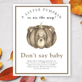 Vattenfärg pumpa baby shower - Säga inte baby Poster