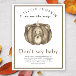 Vattenfärg pumpa baby shower - Säga inte baby Poster