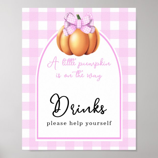 Vattenfärg pumpa båge valv baby shower Drycker Poster (Framsidan)