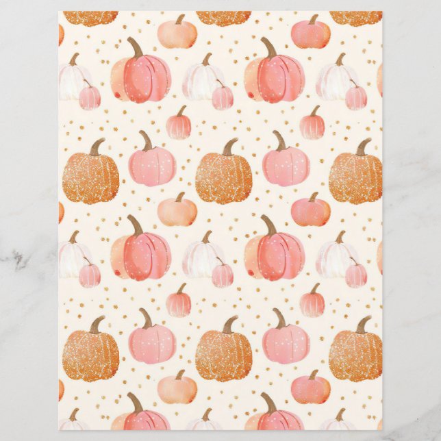 vattenfärg pumpa höst mönster scrapbookpapper (Framsida)