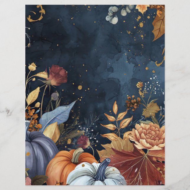 vattenfärg pumpa höst mönster scrapbookpapper (Framsida)