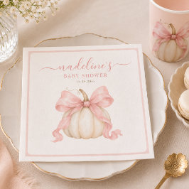 Vattenfärg Pumpa Höst Rosa Båge Baby Flicka Bris Pappersservett