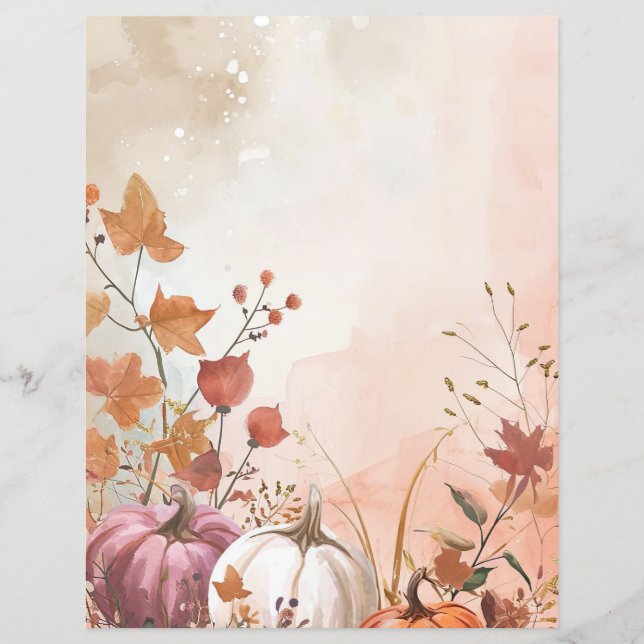 vattenfärg pumpa höstmönster scrapbookpapper (Framsida)