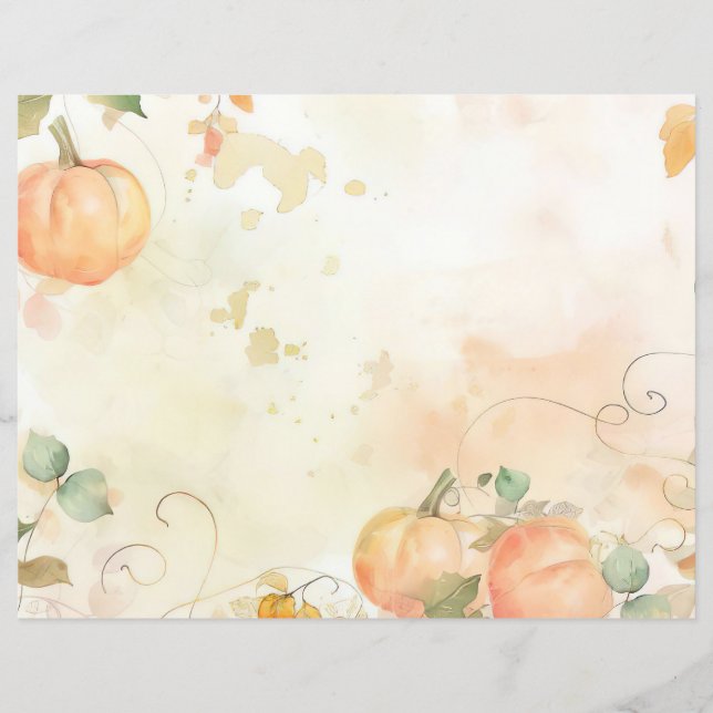 vattenfärg pumpa höstmönster scrapbookpapper (Framsida)