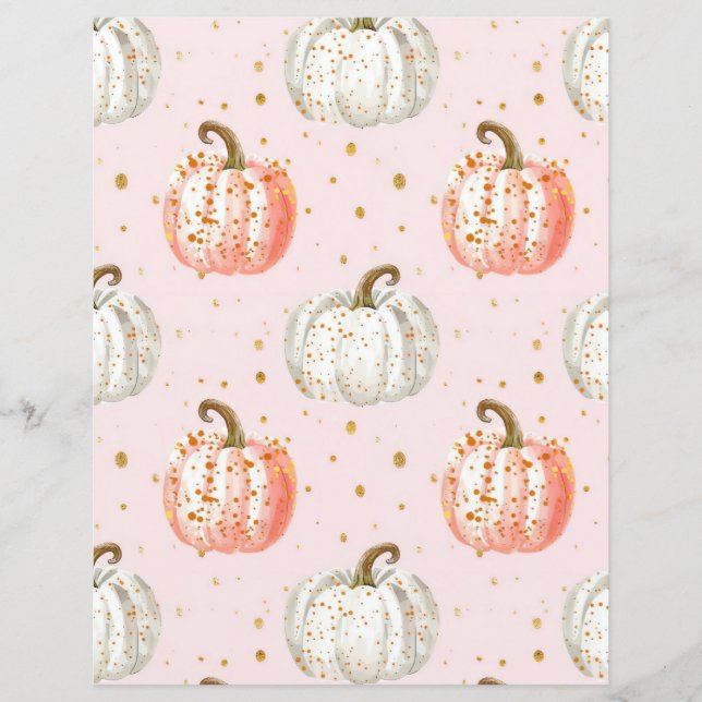 vattenfärg pumpa höstmönster scrapbookpapper (Framsida)