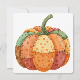 Vattenfärg pumpa lapptäcke tackkort för Thanksgivi Kort