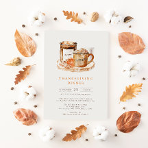 Vattenfärg Pumpa Latte & Ljus Thanksgiving