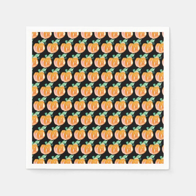 Vattenfärg Pumpafält Målade Mönster Orange Pa Pappersservett (Framsidan)