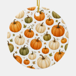 Vattenfärg Pumpamöster Höstpumpor Julgransprydnad Keramik