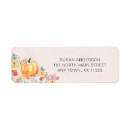 Vattenfärg Pumpkin babydusch Returadress Etikett