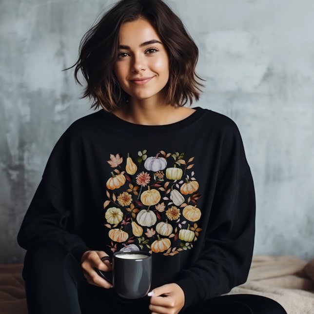 Vattenfärg Pumpkin Höst löv T-Shirt (Skapare uppladdad)