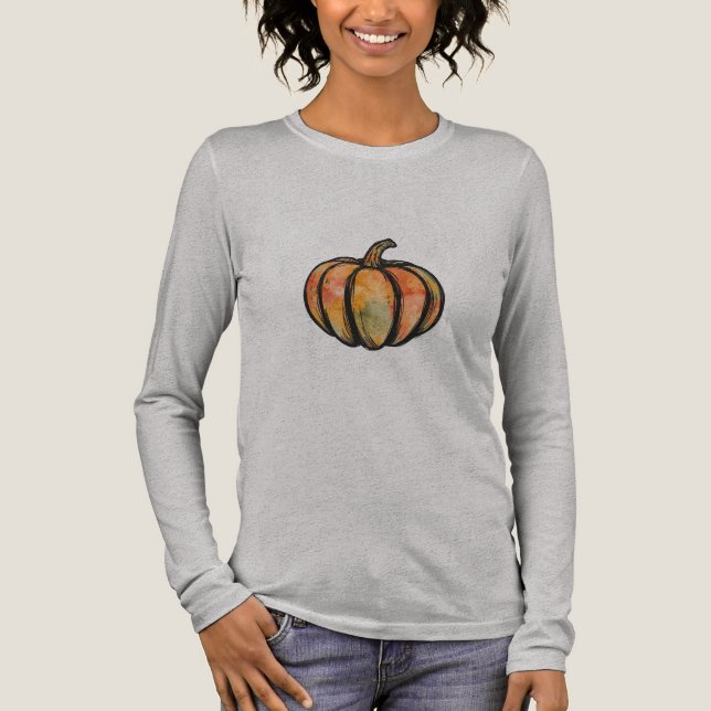 Vattenfärg Pumpkin Shirt T Shirt (Framsida)