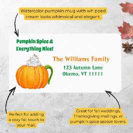 Vattenfärg Pumpkin Spice Latte Adress Adressetikett