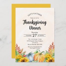 Vattenfärg Pumpkin Sunwers Thanksgiving Dinner Inbjudningar