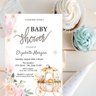 Vattenfärg Pumpvagn Prickar Baby Shower Inbjudningar