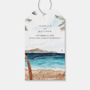 Vattenfärg Punta Cana Tropical Beach Presentetikett