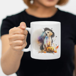 Vattenfärg Puppy Halloween Kaffemugg