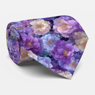 Vattenfärg Purpur Pion Blommönster Slips