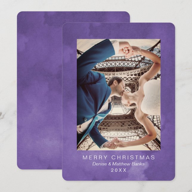 Vattenfärg Quetzal Ultra Violett Julkort Inbjudningar (Fram/baksida)