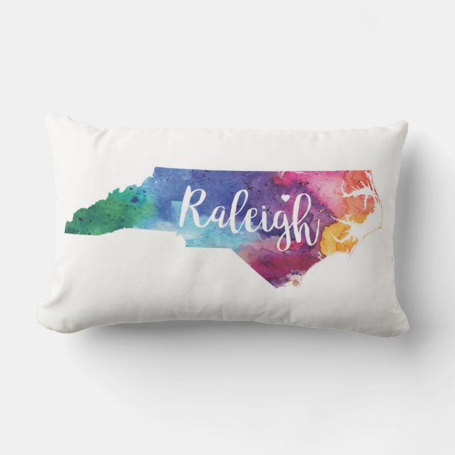 Vattenfärg Raleigh, North Carolina Lumbarkudde (Framsida)