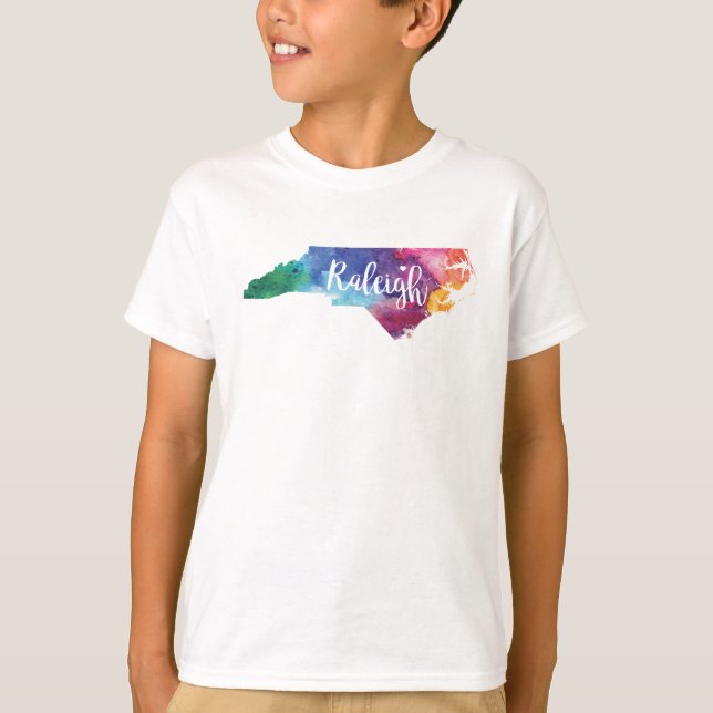 Vattenfärg Raleigh, North Carolina T Shirt (Framsida)
