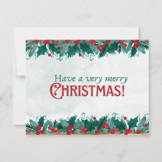 Vattenfärg ram på bär och grön jul julkort