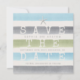 Vattenfärg randig beach wedding save the date spara datumet