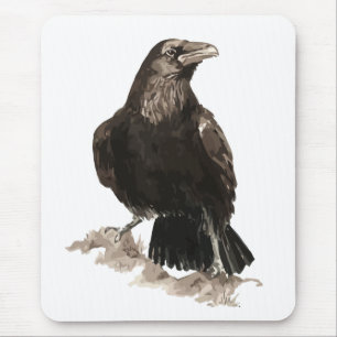 Vattenfärg Raven Bird & Animal Art Musmatta