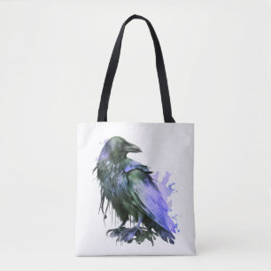 Vattenfärg - Raven - blå Tygkasse