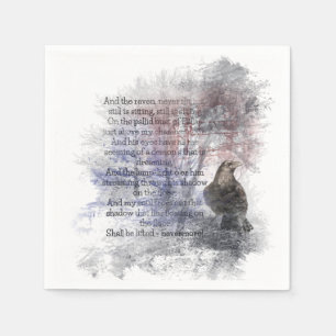 Vattenfärg: Raven Edgar Allan Poe Dikt Pappersservett