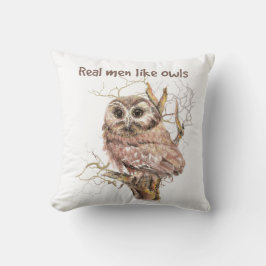 Vattenfärg Real Manar som Uggla Humor Bird Quote Kudde