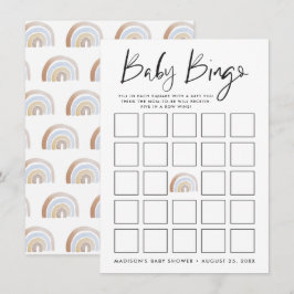Vattenfärg Regnbåge Baby Shower Bingo Kort