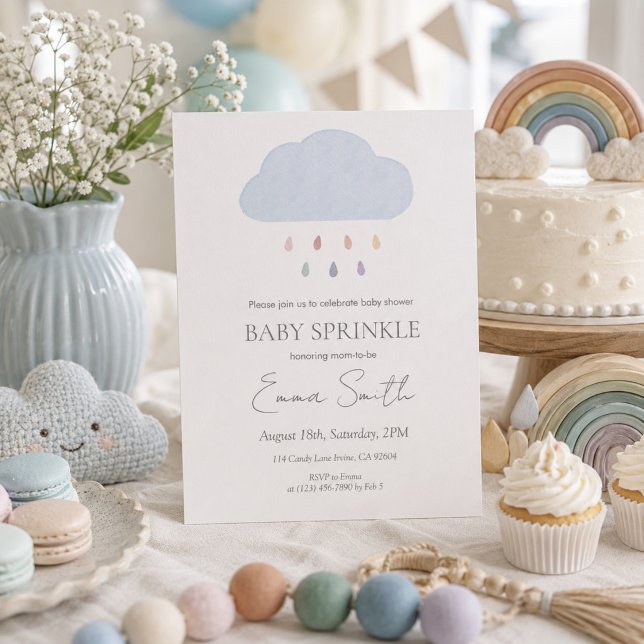 Vattenfärg Regnbåge Baby Sprinkle Inbjudan  (Skapare uppladdad)